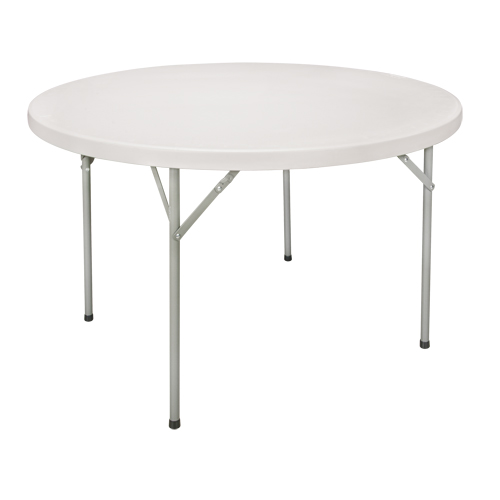 Folding Table, Round, 60" L x 60" W, Polyethylene, White Action Paper