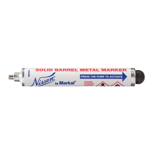 Nissen&reg; Solid Barrel Metal Marker, Liquid, White Action Paper