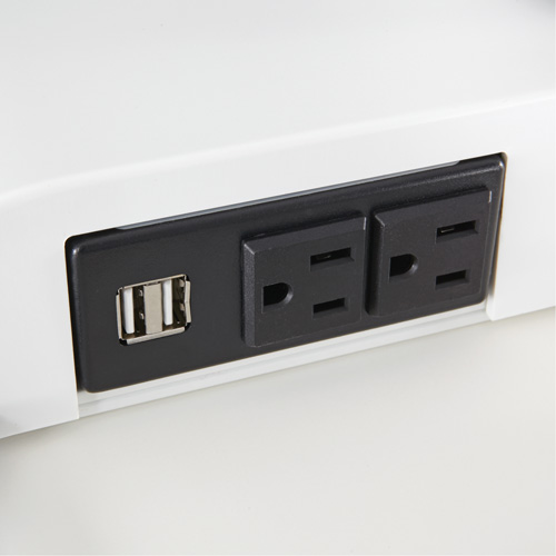 Soar Sit/Stand Electric Desk with Dual Monitor Arm, Desktop Unit, 37-1/4" H x 27-3/4" W x 22" D, White Action Paper