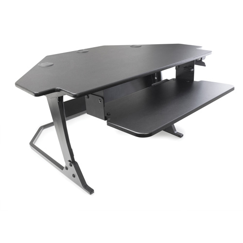 Poste de travail assise/debout pour bureau de coin Goya, Mod&egrave;le de bureau, 20" h x 42" la x 37-4/5" p, Noir Action Paper