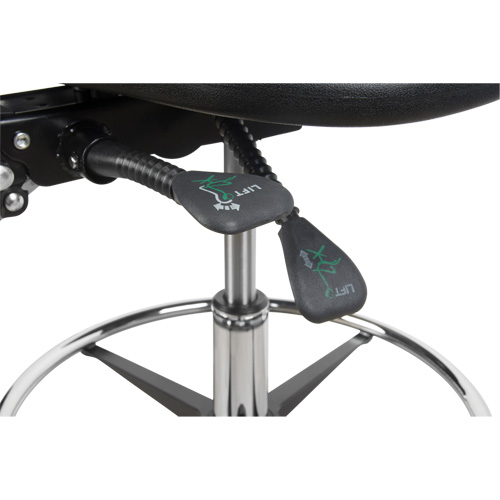 Heavy-Duty Ergonomic Stool, Mobile, Adjustable, 39" - 48", Polyurethane Seat, Black Action Paper