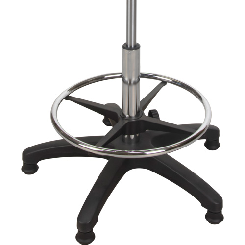 Tabouret ergonomique robuste avec accoudoirs r&eacute;glables, Stationnaire, Ajustable, 39" - 48", Polyur&eacute;thane Si&egrave;ge, Noir Action Paper