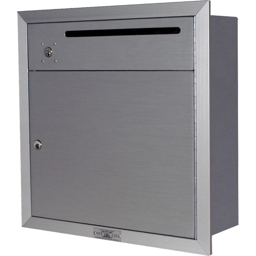 Recessed Collection Box, Wall -Mounted, 12-3/4" x 16-3/8", 2 Doors, Aluminum Action Paper
