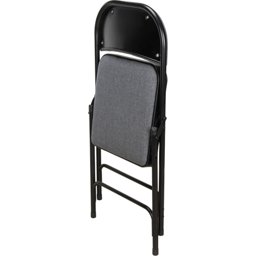 Chaise pliante de luxe en tissu rembourr&eacute;e, Acier, Gris, Capacit&eacute; 300 lb Action Paper