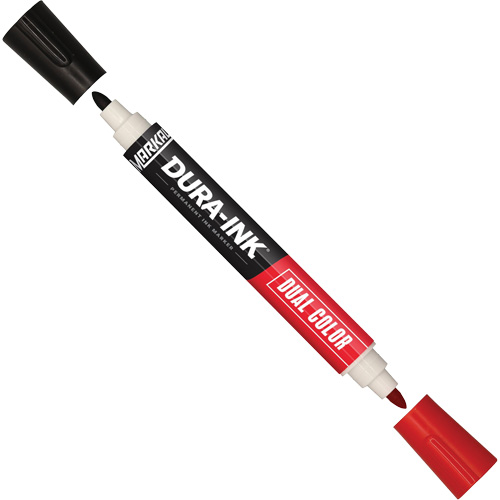Marqueur &agrave; encre permanente et double couleur Markal Dura-Ink, Noir/Rouge, Pointe Ronde Action Paper