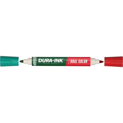 Marqueur &agrave; encre permanente et double couleur Markal Dura-Ink, Ronde, Vert/Rouge Action Paper