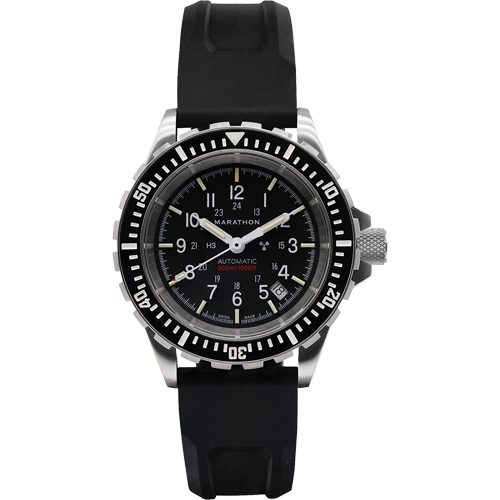 Large Diver's Automatic Watch, Digital, Battery Operated, 41 mm, Black Action Paper