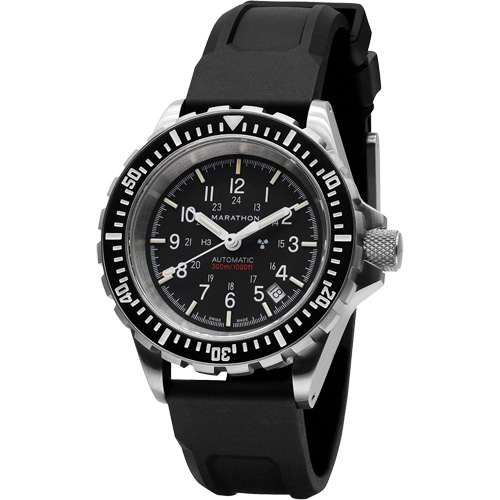 Large Diver's Automatic Watch, Digital, Battery Operated, 41 mm, Black Action Paper