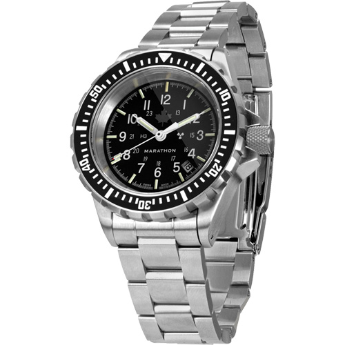 Grey Maple Large Diver's Automatic Watch with Stainless Steel Bracelet, Digital, Battery Operated, 41 mm, Silver Action Paper