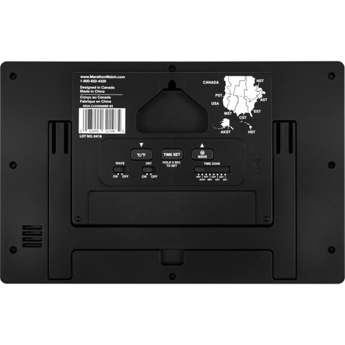 Self-Setting & Self-Adjusting Wall Clock with Stand, Digital, Battery Operated, Black Action Paper