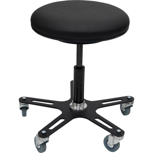 OmniStool Industrial Stool, Mobile, Adjustable, 22-1/2", Vinyl Seat Action Paper