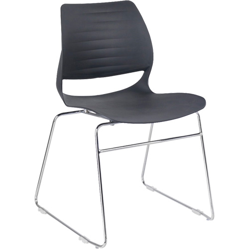 Stacking Chairs, Polypropylene, 32" High, 250 lbs. Capacity, Black Action Paper
