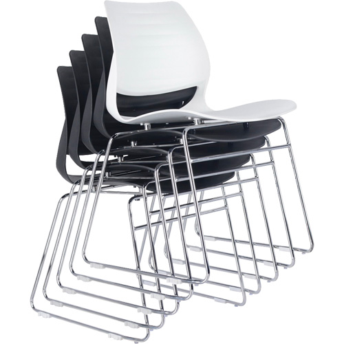 Stacking Chairs, Polypropylene, 32" High, 250 lbs. Capacity, Black Action Paper