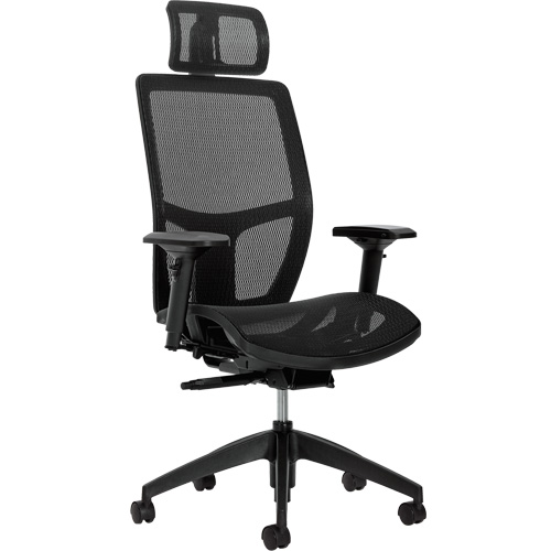 Format+ High-Back Weight-Sensing Synchro-Tilter with Headrest, Mesh, Black, 300 lbs. Capacity Action Paper