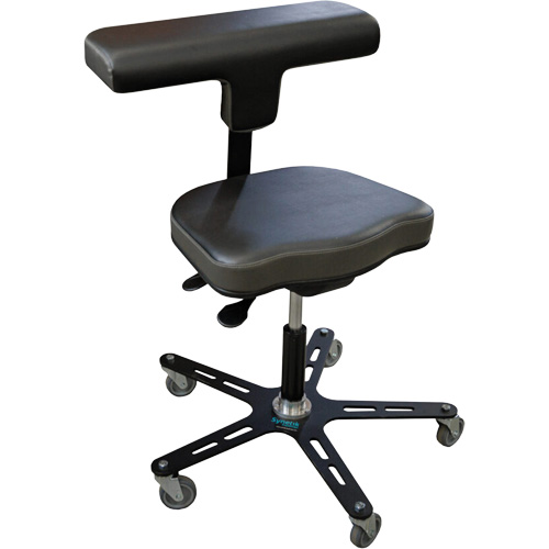 VEGA-T Ergonomic Industrial Chair, Mobile, Adjustable, Vinyl Seat, Black Action Paper