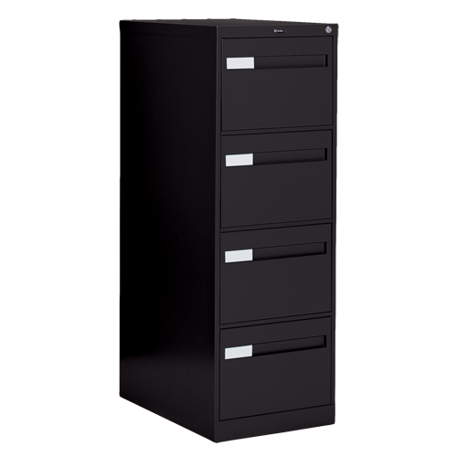 Vertical Filing Cabinet with Recessed Drawer Handles, 4 Drawers, 18.15" W x 26.56" D x 52" H, Black Action Paper