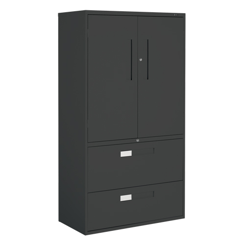 Multi-Stor Cabinet, Steel, 3 Shelves, 65-1/4" H x 36" W x 18" D, Black Action Paper