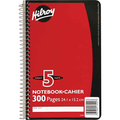 5 Subject Spiral Notebook Action Paper