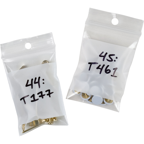 White Block Poly Bags, Reclosable, 3" x 2", 2 mils Action Paper