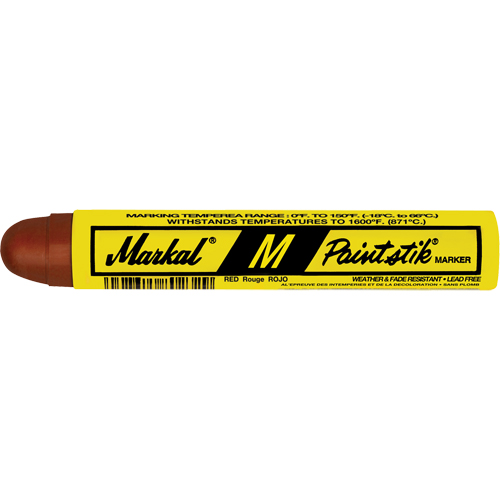 M Paintstik&reg; Paint Marker for Heat Treating, Solid Stick, Red Action Paper