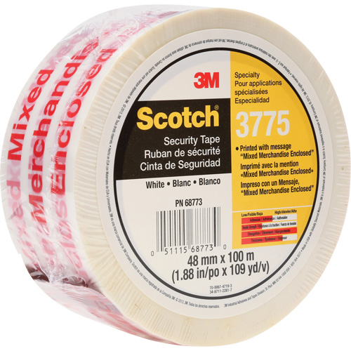 Scotch&reg; 3775 Box Sealing Tape with Message, Hot Melt Adhesive, 2 mils, 48 mm (1-22/25") x 100 m (328') Action Paper