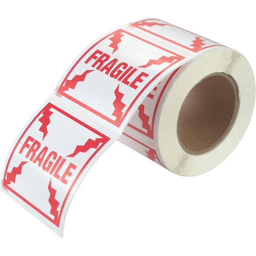 "Fragile" Special Handling Labels, 4" L x 4" W, Red on White Action Paper