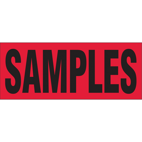 "Samples" Special Handling Labels, 5" L x 2" W, Black on Red Action Paper