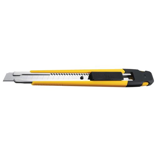 Precision Knife with Pocket Clip, 9 mm, Silver, Rubber Handle Action Paper