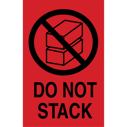 "Do Not Stack" International Shipping Labels, 6" L x 4" W, Black on Red Action Paper
