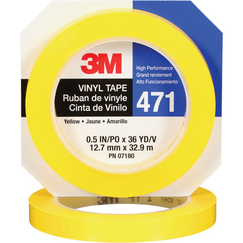 Ruban en vinyle 471, 12 mm (1/2") la x 32,9 m (108') lo, 5,3 mils, Jaune Action Paper