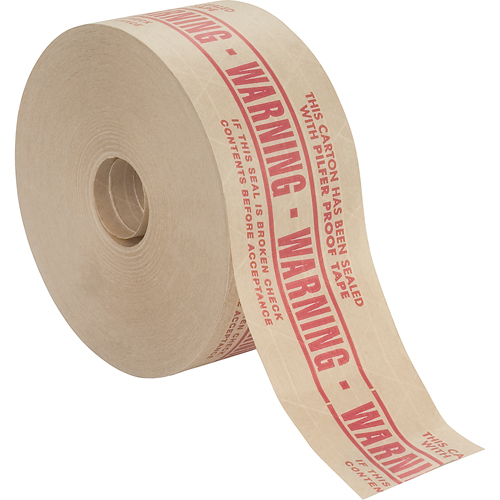Pre-Printed Gummed Tapes, 72 mm (2-4/5") x 137 m (449.475'), Kraft Action Paper