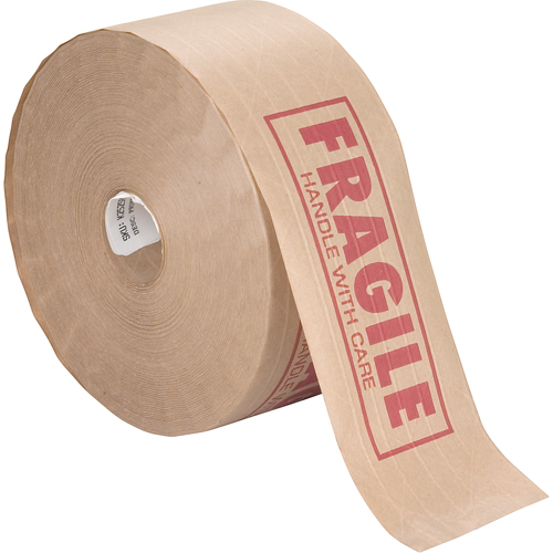 Pre-Printed Gummed Tapes, 76 mm (3") x 137 m (449.475'), Kraft Action Paper