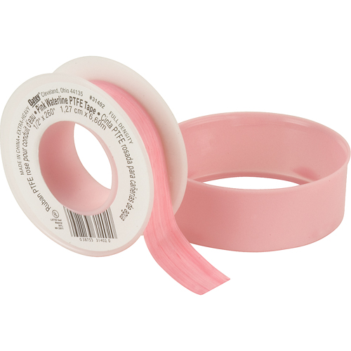 Teflon&reg; Tape - Water Lines Thread, 260" L x 1/2" W, Pink Action Paper
