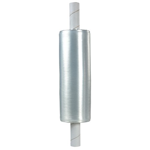 Extended Core Hand Stretch Wrap, 120 Gauge (30 micrometers), 20" x 700', Clear Action Paper