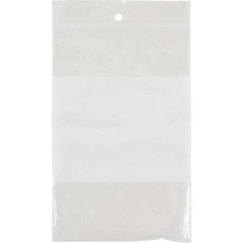 Sacs en poly avec espace inscriptible blanc, Refermable, 6" x 4", 2 mils Action Paper