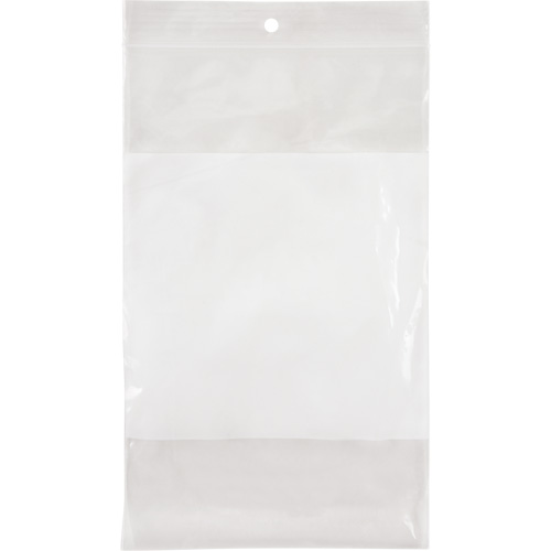 Sacs en poly avec espace inscriptible blanc, Refermable, 8" x 5", 2 mils Action Paper