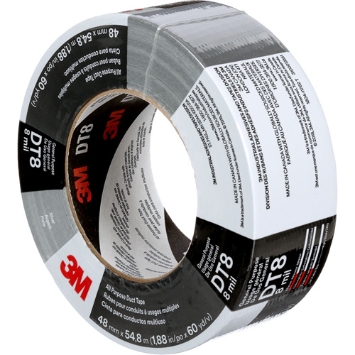 DT8 All-Purpose Duct Tape, 8 mils, Silver, 48 mm (2") x 55 m (180') Action Paper