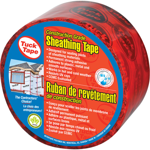 Contractors Sheathing Tape, 60 mm (2-3/8") x 55 m (180.4'), Red Action Paper