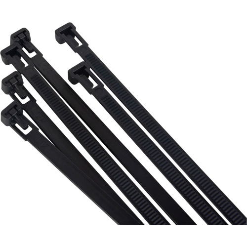 Attache-c&acirc;ble r&eacute;utilisable, Longueur 8", R&eacute;sistance &agrave; la traction 50 lb, Noir Action Paper
