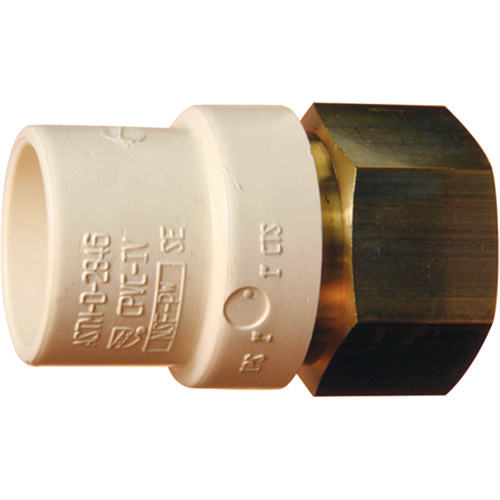 Adaptateur de tuyau filet&eacute;, Noeud x FPT, 1-1/4" dia., Laiton/PVC-C Action Paper