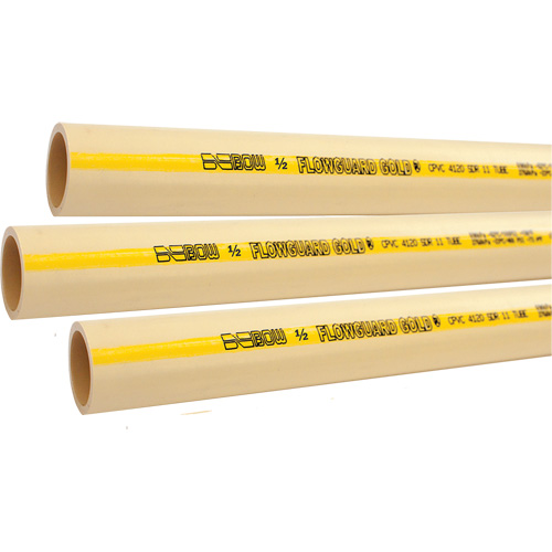Flowguard Gold&reg; Hot & Cold Water Pipe, CPVC, 10' L x 1.25" Dia. Action Paper