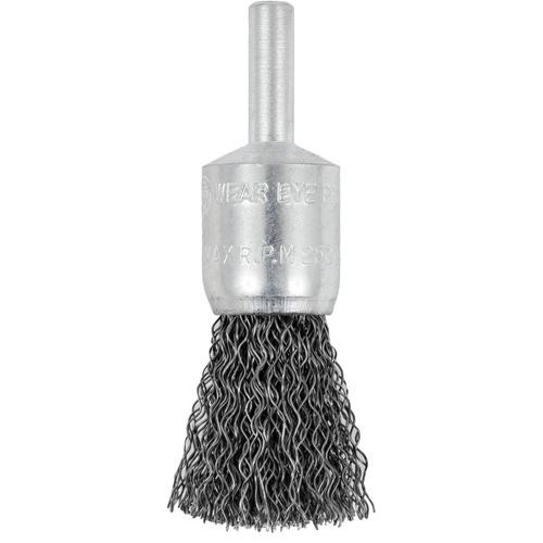 E050-12 Shaft Mounted Crimped End Brush, 1/2", 0.012" Fill, 1/4" Shank Action Paper