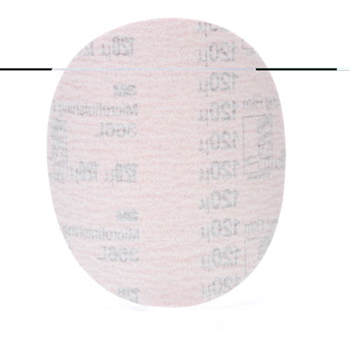 Disque de micro-finition 366L Hookit, dia 5", Grain 120, Oxyde d'aluminium, 3 mils Action Paper