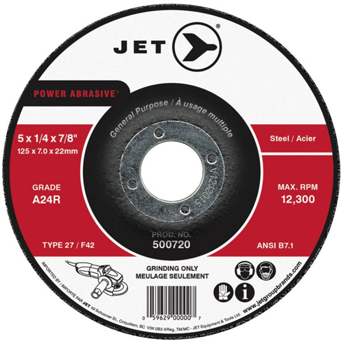 Meule POWER ABRASIVE, 4" x 1/4", Arbre 5/8", Type 27 Action Paper