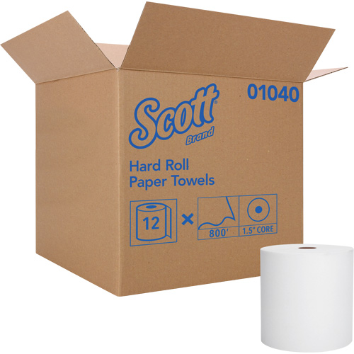 Serviettes en rouleaux durs Essential de Scott, 1 pli, Standard, 800' lo Action Paper