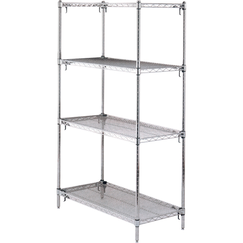 ETAGERE,4 TABL18X36X63,CHROME,800LB/TABL., Tiers 4, 36" la x 63" h x 18" p Action Paper
