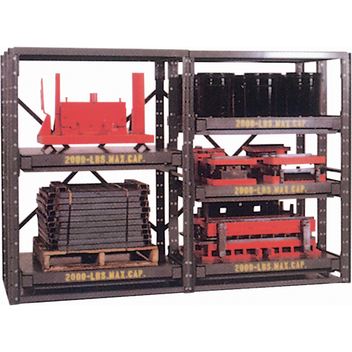 E-Z Glide Shelving, Steel, Roll Out, 2000 lbs. Capacity, 48" W x 72.5" H x 48" D Action Paper