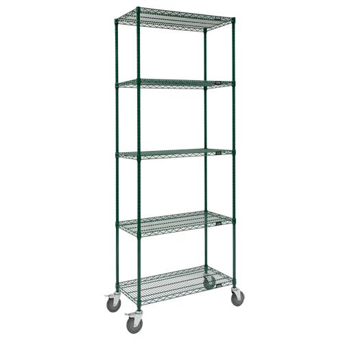 Wire Shelf Cart, Epoxy Finish, 36" x 92" x 24", 800 lbs. Capacity Action Paper