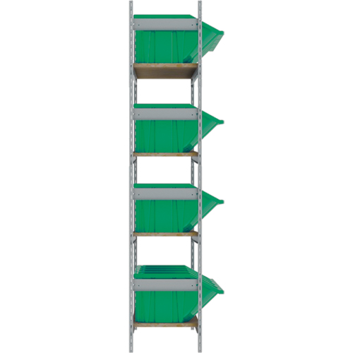 Wide Span Shelving with Jumbo Plastic Bins, Steel, Boltless, 800 lbs. Capacity, 66" W x 72" H x 18" D Action Paper