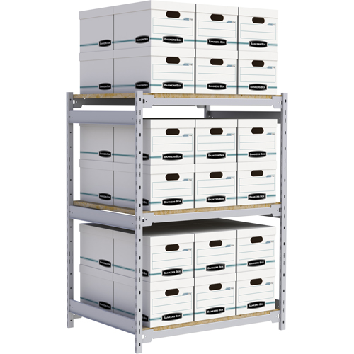 Wide Span Record Storage Shelving, Steel, 3 Shelves, 42" W x 32" D x 60" H Action Paper